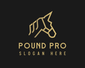 Gold Unicorn Horse logo design