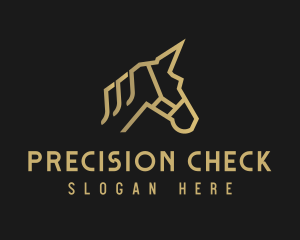 Gold Unicorn Horse logo design