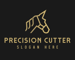 Gold Unicorn Horse logo design