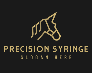 Gold Unicorn Horse logo design