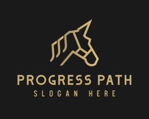 Gold Unicorn Horse logo design