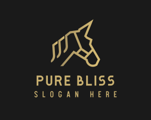 Gold Unicorn Horse logo design