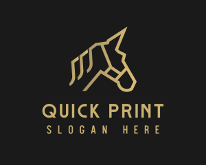 Gold Unicorn Horse logo design