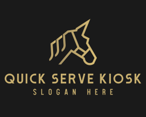 Gold Unicorn Horse logo design