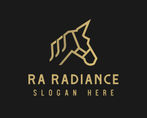 Gold Unicorn Horse logo design