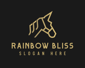 Gold Unicorn Horse logo design