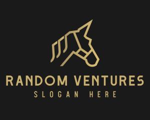 Gold Unicorn Horse logo design