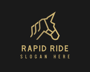 Gold Unicorn Horse logo design