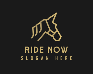 Gold Unicorn Horse logo design