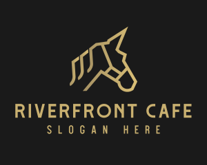 Gold Unicorn Horse logo design