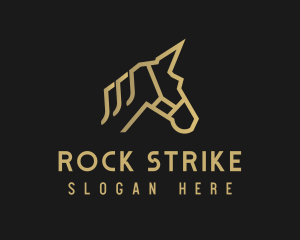 Gold Unicorn Horse logo design