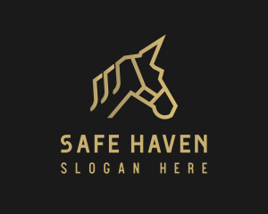 Gold Unicorn Horse logo design