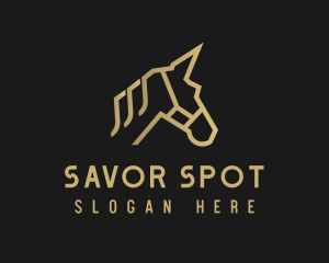 Gold Unicorn Horse logo design