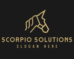 Gold Unicorn Horse logo design