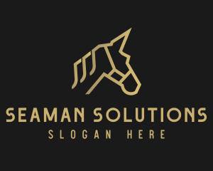 Gold Unicorn Horse logo design