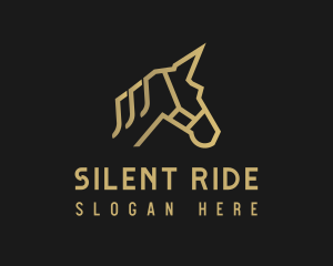 Gold Unicorn Horse logo design