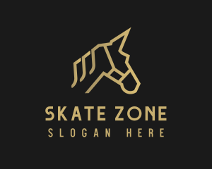 Gold Unicorn Horse logo design