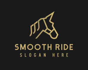 Gold Unicorn Horse logo design