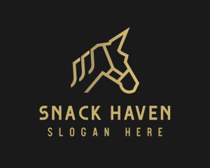 Gold Unicorn Horse logo design