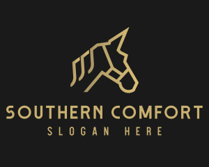 Gold Unicorn Horse logo design