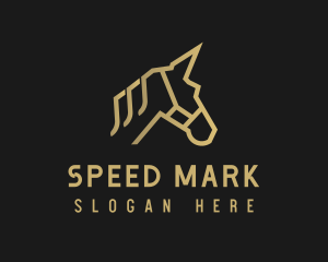 Gold Unicorn Horse logo design