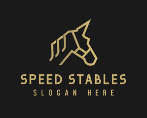 Horse Racing - Gold Unicorn Horse logo design