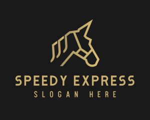 Gold Unicorn Horse logo design