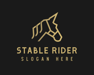 Gold Unicorn Horse logo design