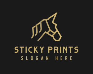 Gold Unicorn Horse logo design