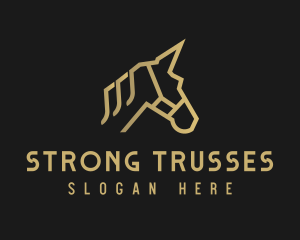 Gold Unicorn Horse logo design