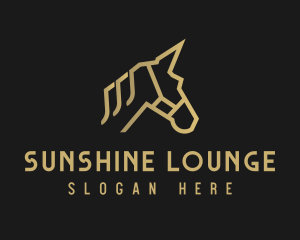 Gold Unicorn Horse logo design