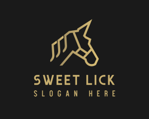 Gold Unicorn Horse logo design