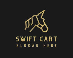 Gold Unicorn Horse logo design