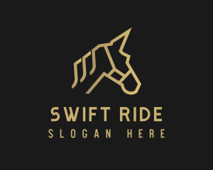 Gold Unicorn Horse logo design