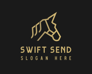 Gold Unicorn Horse logo design