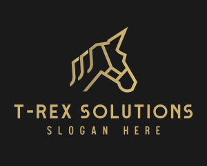 Gold Unicorn Horse logo design