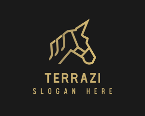 Gold Unicorn Horse logo design