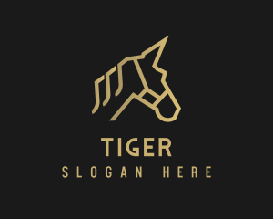 Gold Unicorn Horse logo design