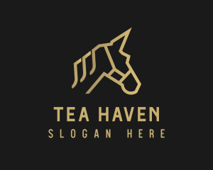 Gold Unicorn Horse logo design