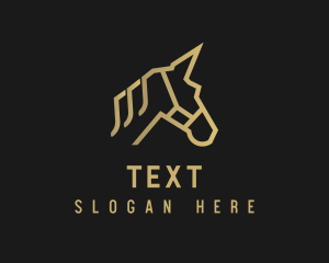 Gold Unicorn Horse logo design