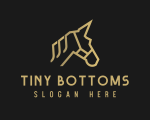 Gold Unicorn Horse logo design