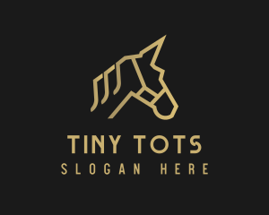 Gold Unicorn Horse logo design