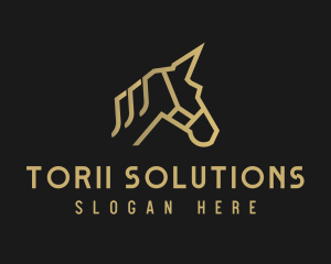 Gold Unicorn Horse logo design