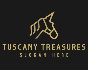 Gold Unicorn Horse logo design