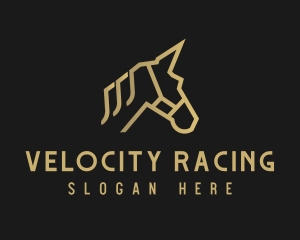 Gold Unicorn Horse logo design