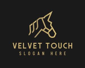 Gold Unicorn Horse logo design