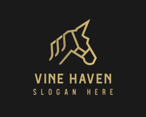 Gold Unicorn Horse logo design