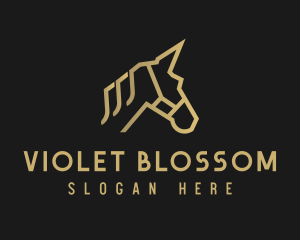 Gold Unicorn Horse logo design