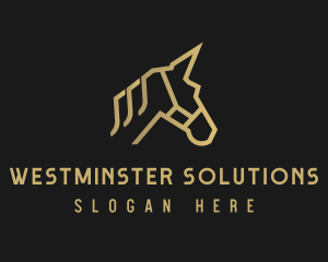 Gold Unicorn Horse logo design