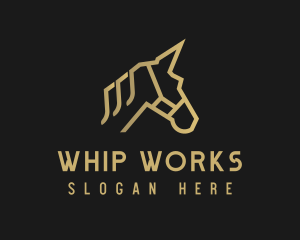 Gold Unicorn Horse logo design